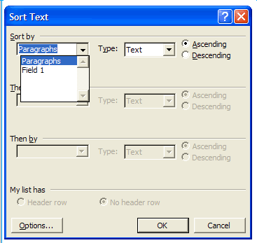 Sorting preferences