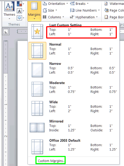 Change margins